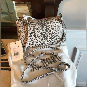 NWT HOBO Darcy Cheetah Print Leather Crossbody Clutch Bag Retail $188